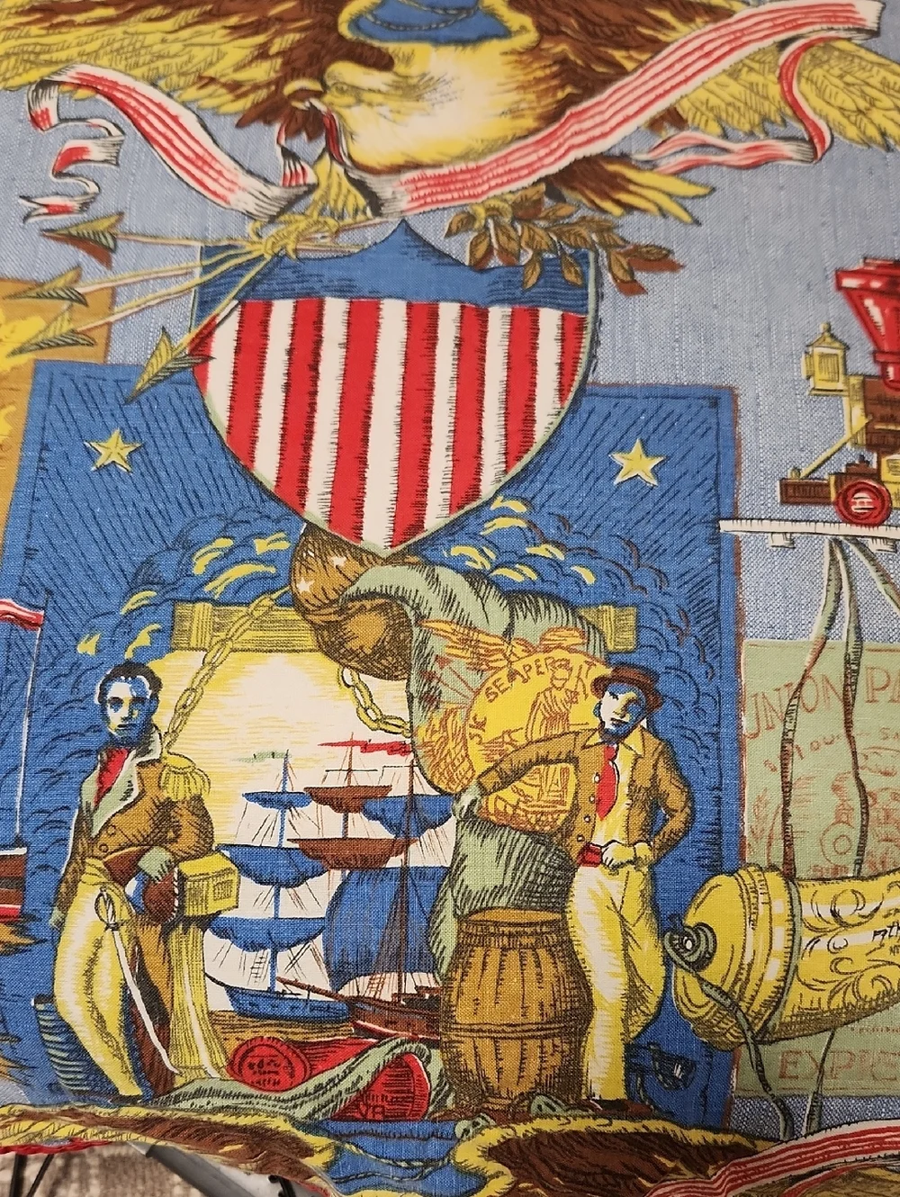 Vintage 60's Schwartz Liebman Patriotic American Themes Table Cloth 56